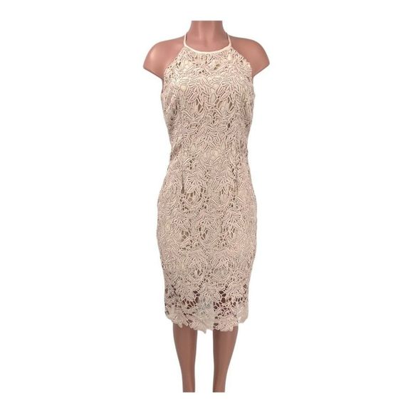 Keepsake The Label True Love Lace Midi Cocktail Dress Rose Size Medium - Picture 2 of 12
